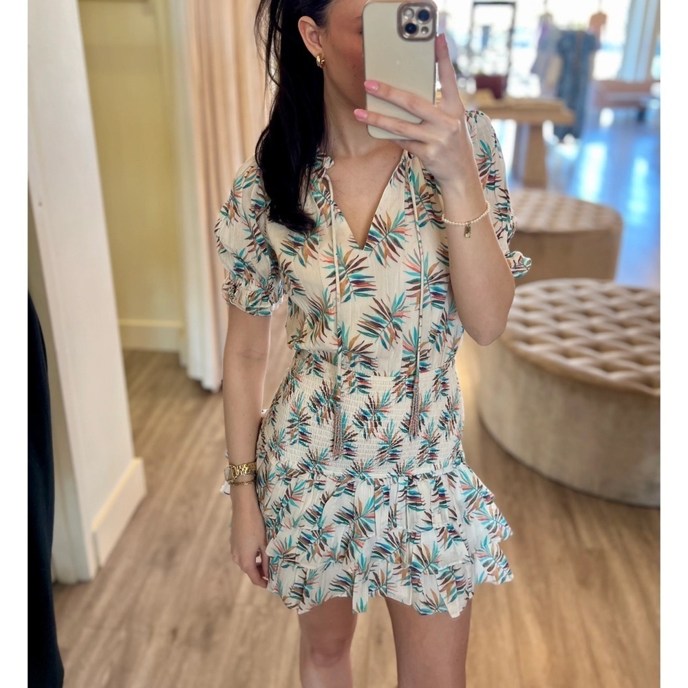 Tropical leaf mini dress